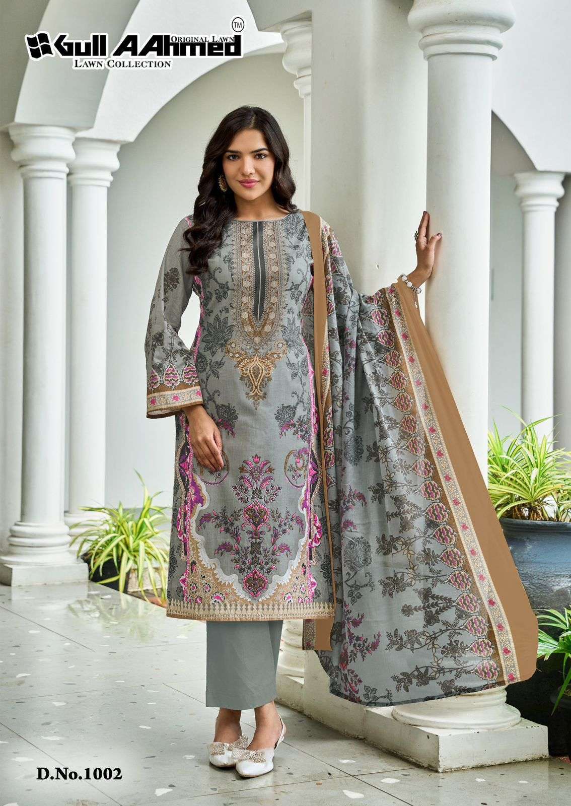 BAROQUE SERIES 1001 TO 1006 BY GULL AAHMED DESIGNER PRINTED LAWN SUITS ARE AVAILABLE AT WHOLESALE PRICE
