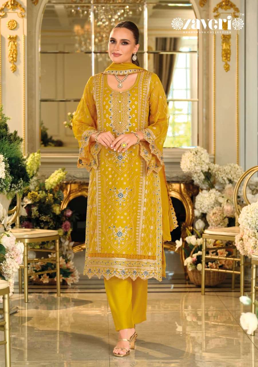 FASHION BEATS SERIES 1895 TO 1897 BY ZAVERI DESIGNER EMBROIDERY WORK ORGANZA READYMADE SUITS ARE AVAILABLE AT WHOLESALE PRICE