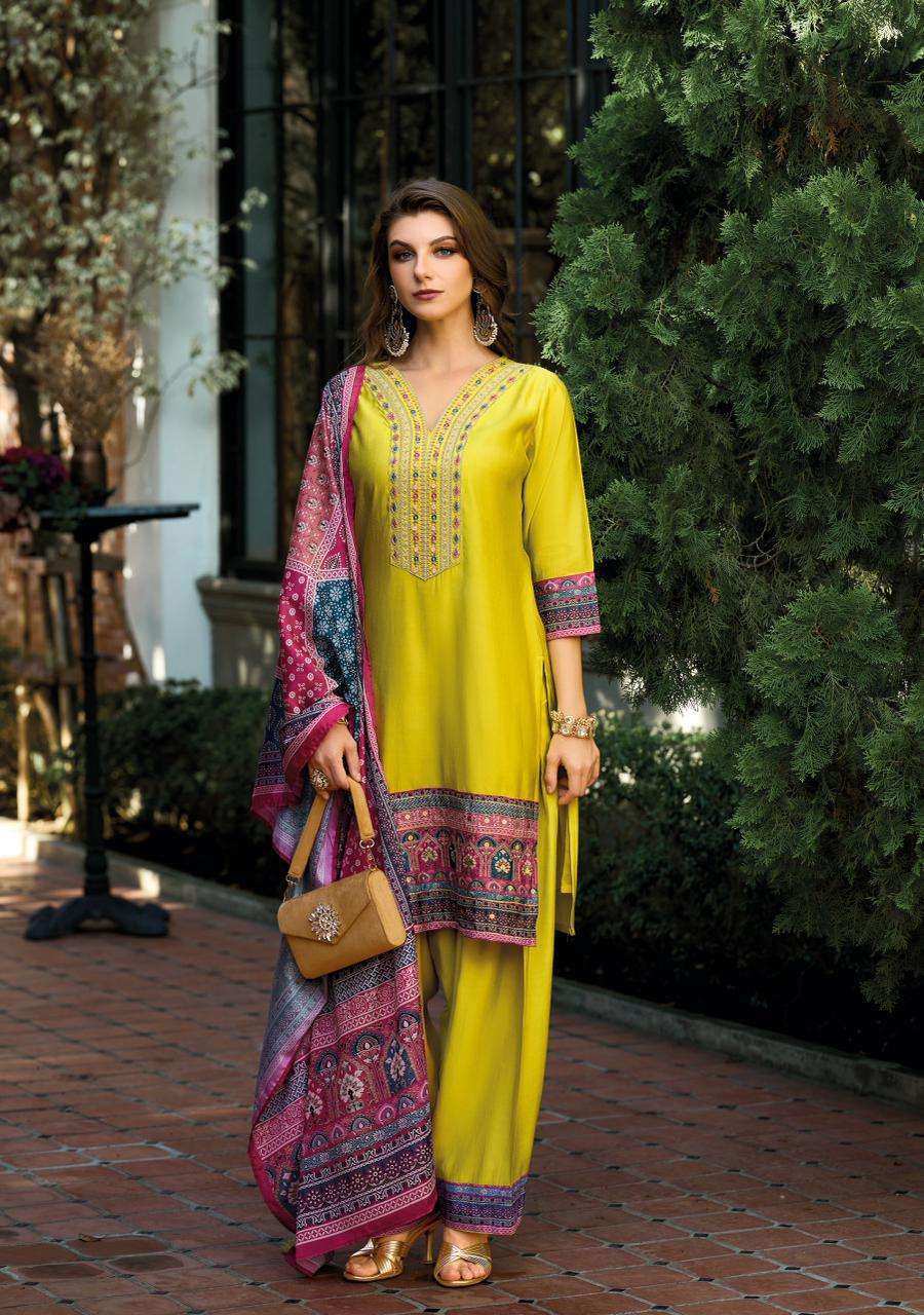 KHWAB SERIES 31191 TO 31194 BY LADY LEELA DESIGNER EMBROIDERY AND HAND WORK VISCOSE SILK TOP WITH BOTTOM AND DUPATTA ARE AVAILABLE AT WHOLESALE PRICE