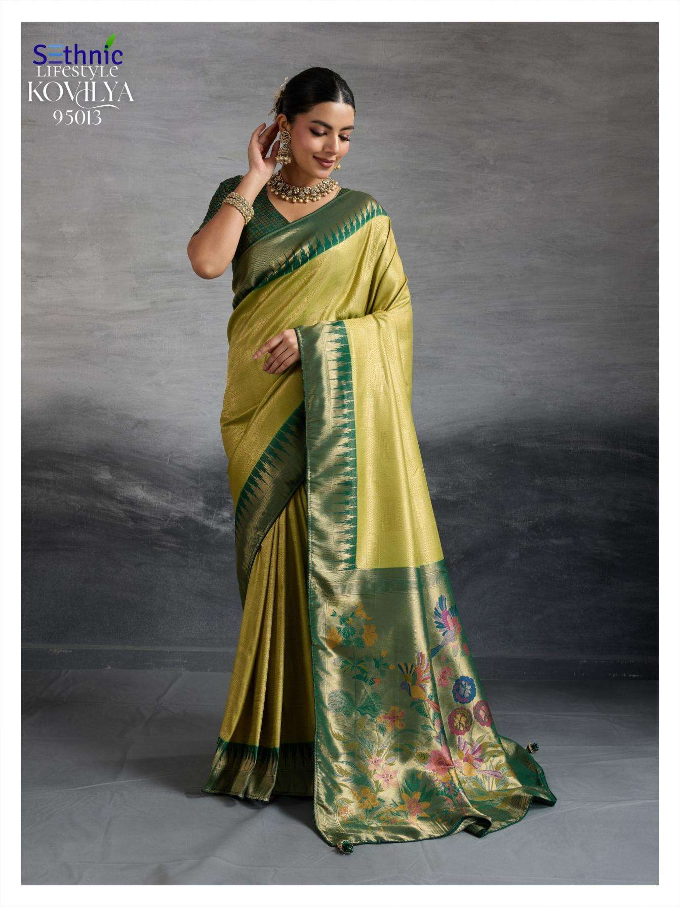 KOVILYA VOL-4 SERIES 95013 TO 95016 SAREE BY SETHNIC DESIGNER KANJIVARAM SILK SAREES ARE AVAILABLE AT WHOLESALE PRICE