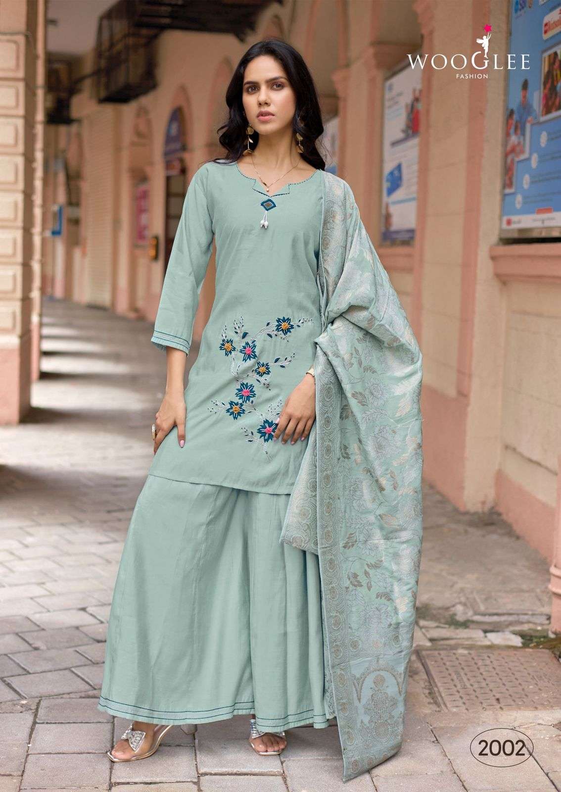 MUSAFIR SERIES 2001 TO 2005 BY WOOGLEE DESIGNER HAND AND THREAD WORK RUSSIAN SILK TOP WITH BOTTOM AND DUPATTA ARE AVAILABLE AT WHOLESALE PRICE