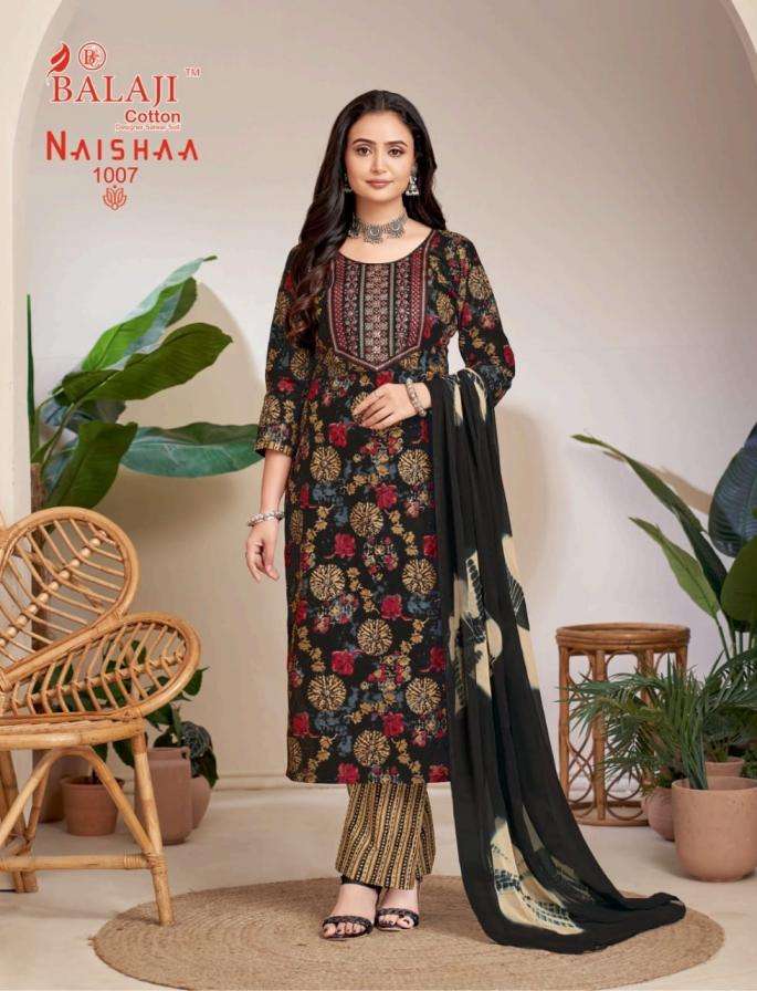NAISHAA SERIES 1001 TO 1008 BY BALAJI COTTON DESIGNER PRINTED COTTON READYMADE SUITS ARE AVAILABLE AT WHOLESALE PRICE