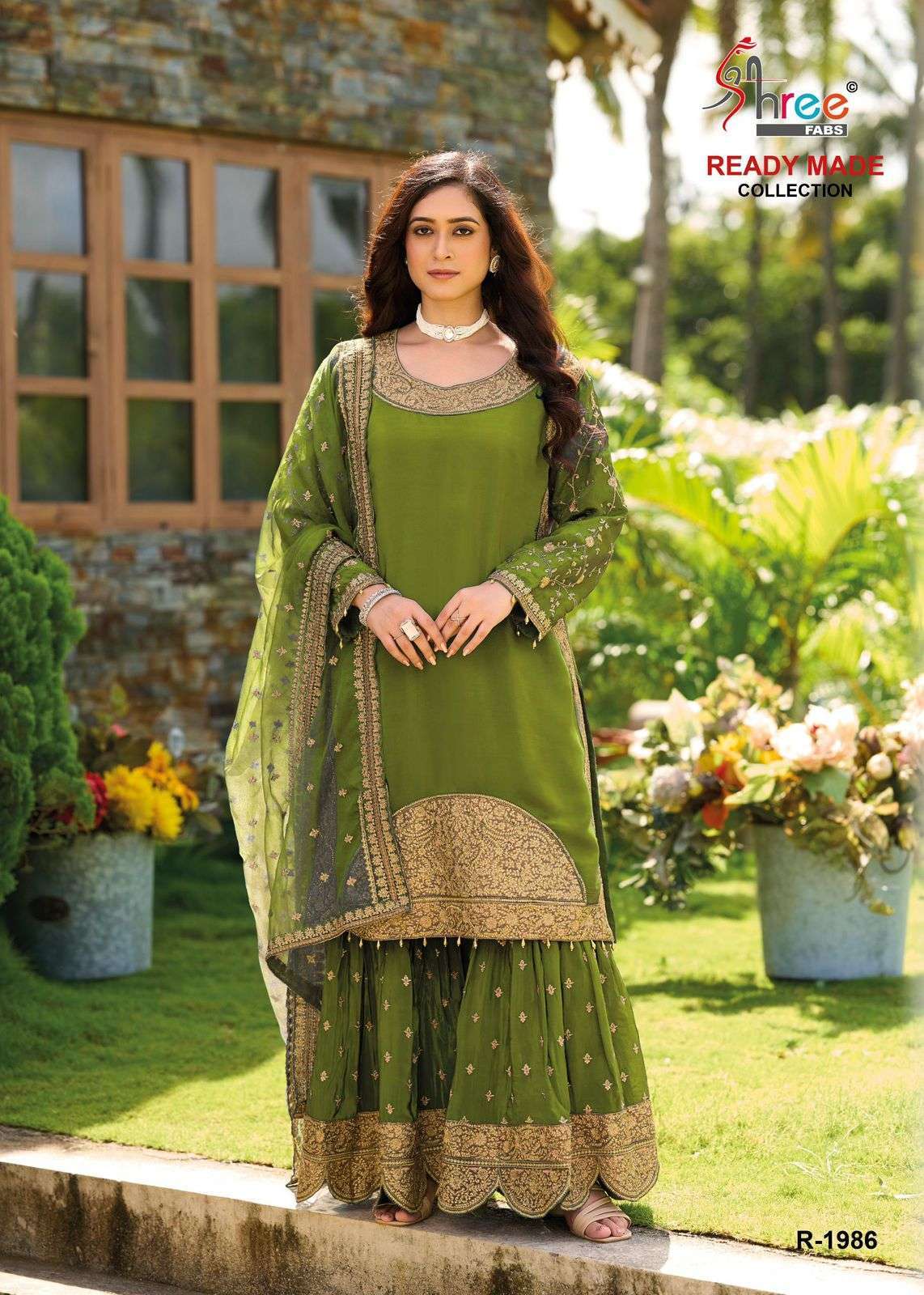 R 1986 BY SHREE FABS DESIGNER KASHMIRI WORK VISCOSE SATIN READYMADE SUITS ARE AVAILABLE AT WHOLESALE PRICE