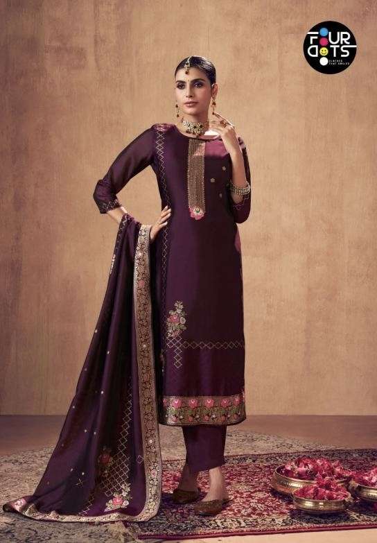 RANG RAAG SERIES 1781 TO 1784 BY FOUR DOTS DESIGNER HAND WORK SILK JACQUARD SUITS ARE AVAILABLE AT WHOLESALE PRICE