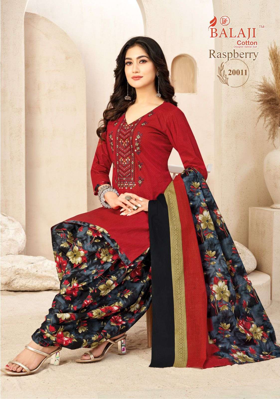 RASPBERRY VOL-20 SERIES 20001 TO 20012 BY BALAJI COTTON DESIGNER PRINTED COTTON SUITS ARE AVAILABLE AT WHOLESALE PRICE