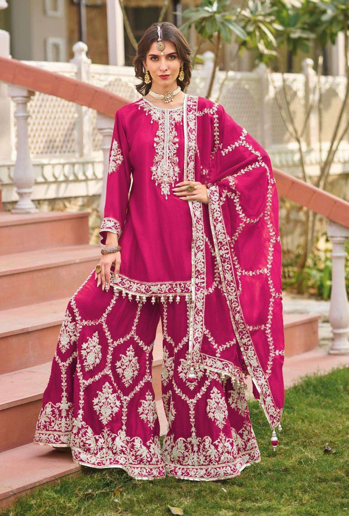 SAHIBA SERIES 1001 TO 1003 BY YOUR CHOICE DESIGNER HEAVY EMBROIDERY WORK CHINON BRIDAL WEAR SUITS ARE AVAILABLE AT WHOLESALE PRICE