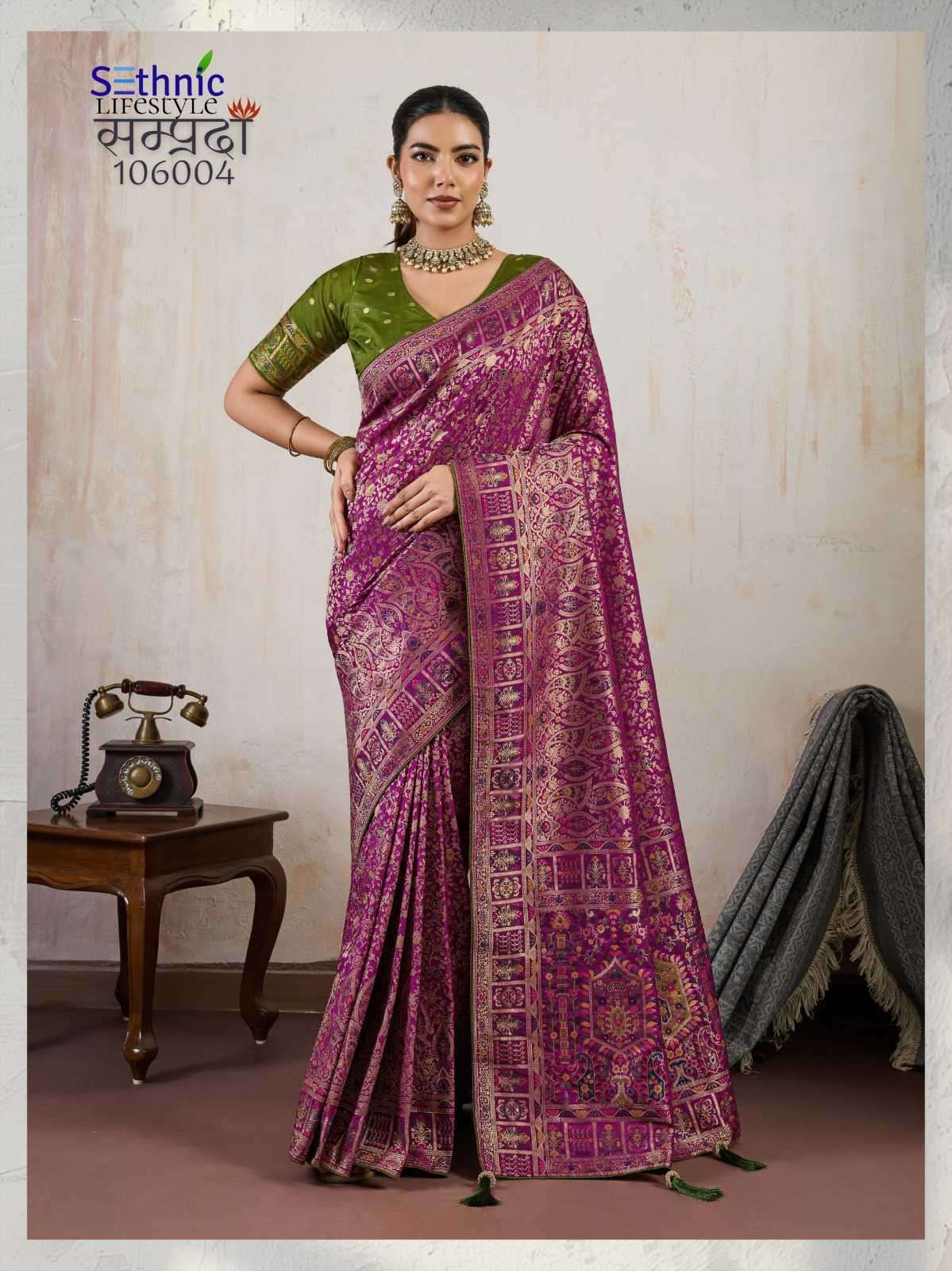 SAMPRADA SERIES 106001 TO 106004 SAREE BY SETHNIC DESIGNER MAKHMALI SOFT SILK SAREES ARE AVAILABLE AT WHOLESALE PRICE