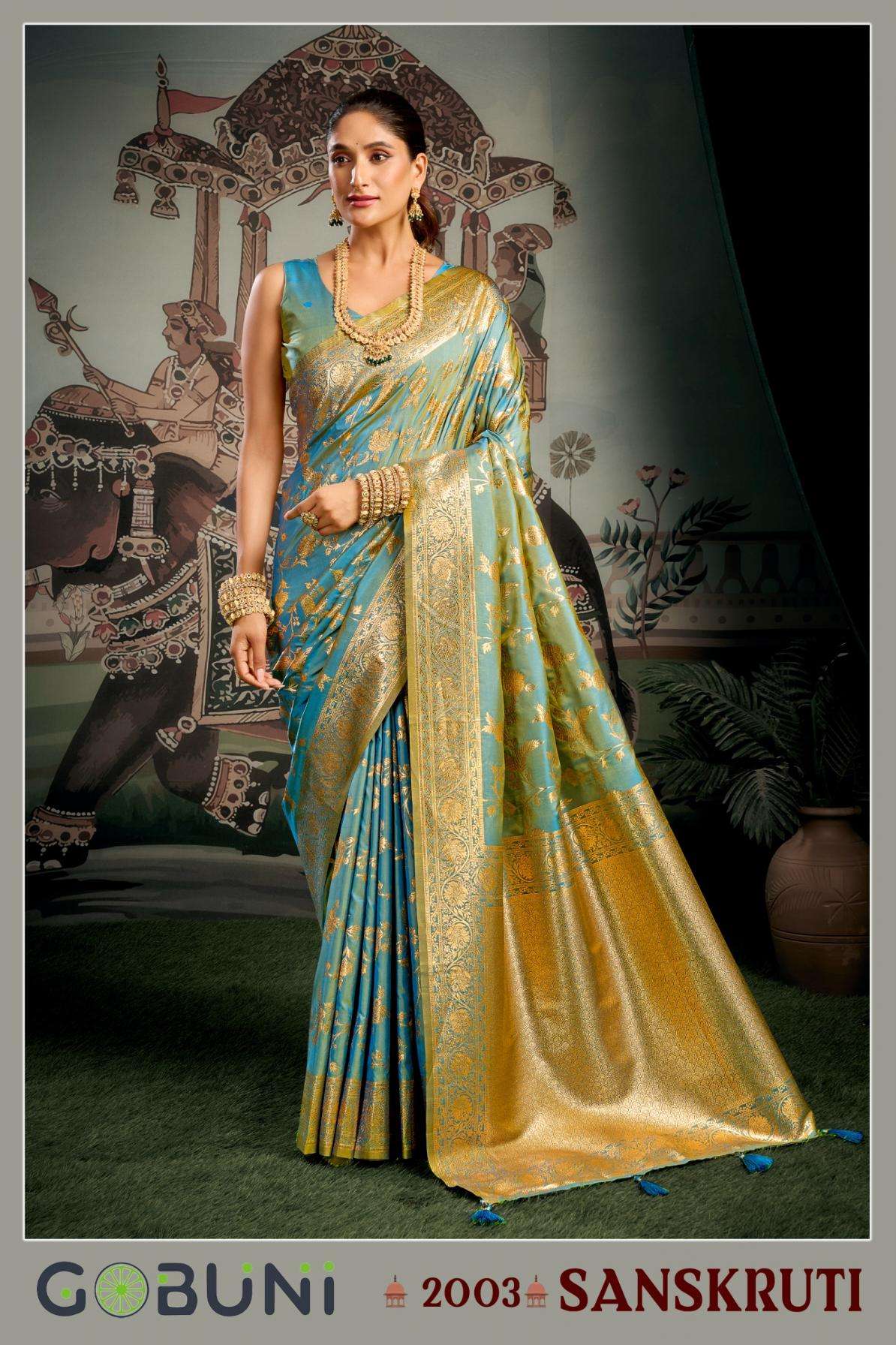 SANSKRUTI SERIES 2001 TO 2004 SAREE BY GOBUNI DESIGNER SOFT SILK SAREES ARE AVAILABLE AT WHOLESALE PRICE