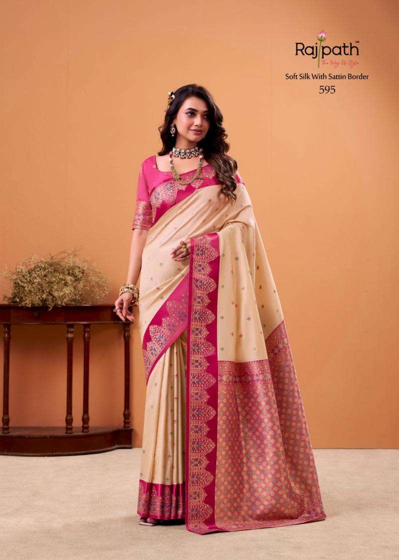 TAAPTI GHAT SERIES 592 TO 599 SAREE BY RAJPATH DESIGNER SATIN SILK SAREES ARE AVAILABLE AT WHOLESALE PRICE
