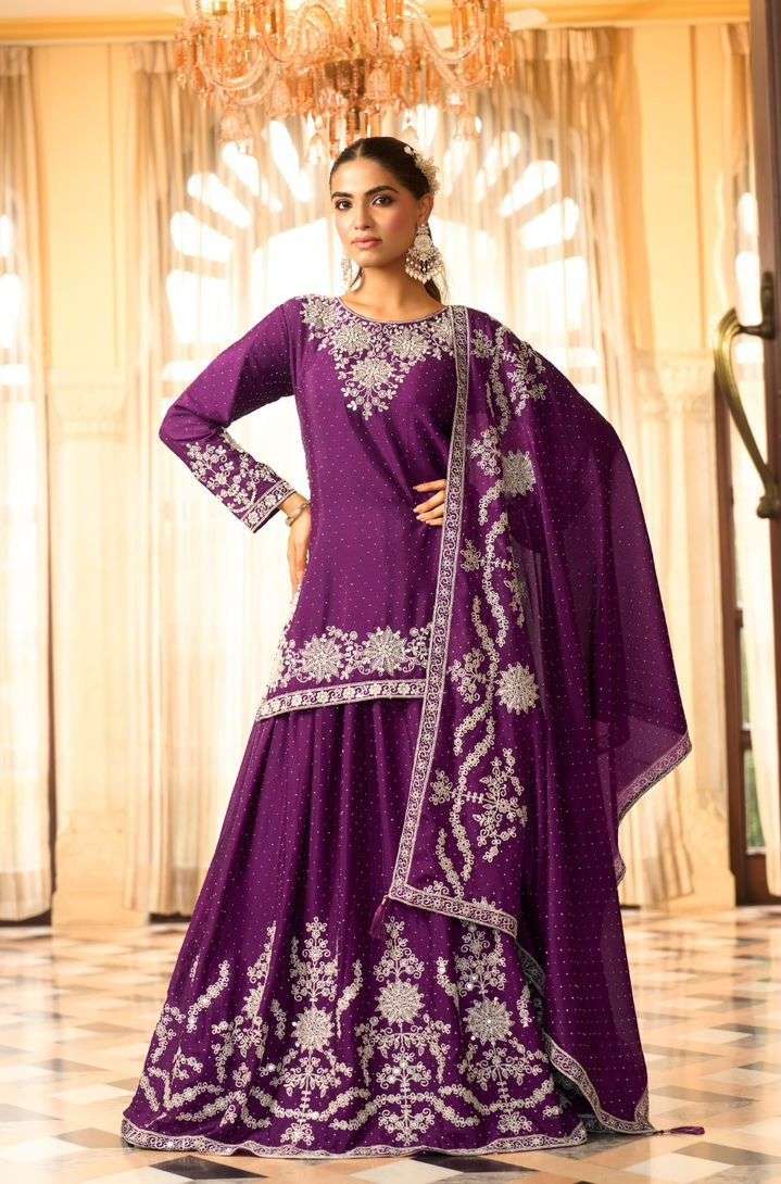 ADVIKA SERIES 3001 TO 3003 BY SANIKA DESIGNER EMBROIDERY WORK CHINON SILK SUITS ARE AVAILABLE AT WHOLESALE PRICE