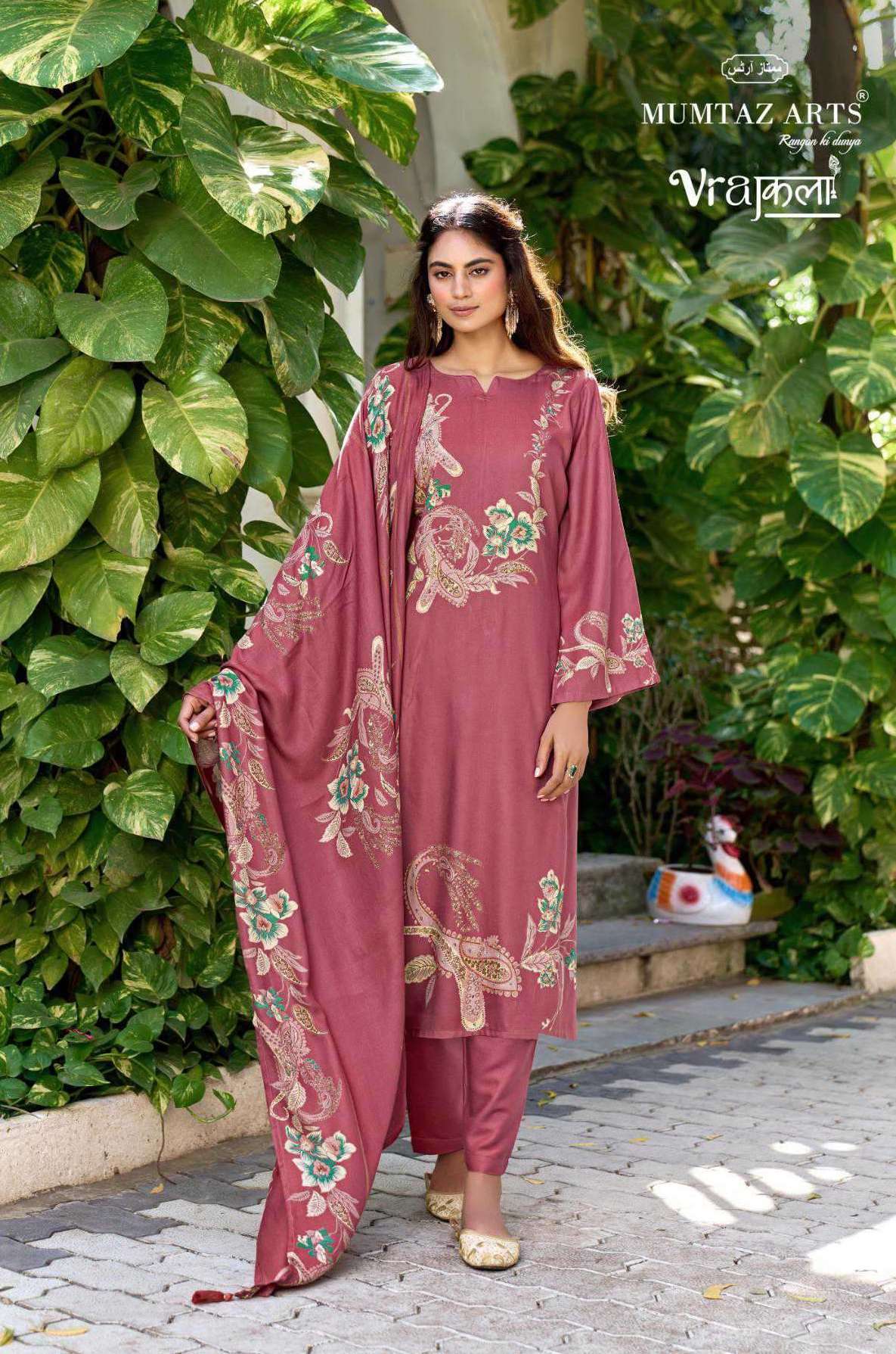 DEEPIKA SERIES 1001 TO 1004 BY MUMTAZ ARTS DESIGNER DIGITAL PRINTED AND KHATLI WORK VISCOSE PASHMINA SUITS ARE AVAILABLE AT WHOLESALE PRICE