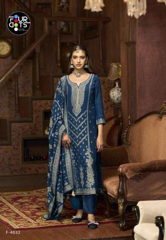 EMMIE SERIES 4031 TO 4034 BY FOUR DOTS DESIGNER VISCOSE PASHMINA JACQUARD SUITS ARE AVAILABLE AT WHOLESALE PRICE