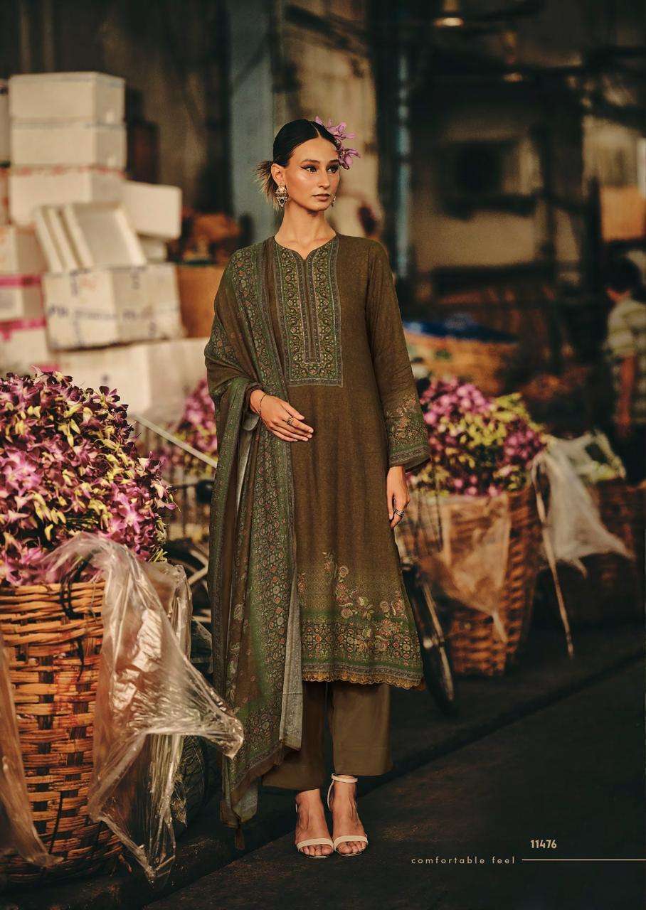 FLOWER & FLOW SERIES 11476 TO 11481 BY SADHANA DESIGNER DIGITAL PRINTED AND HEAVY KHATLI WORK VISCOSE PASHMINA SUITS ARE AVAILABLE AT WHOLESALE PRICE