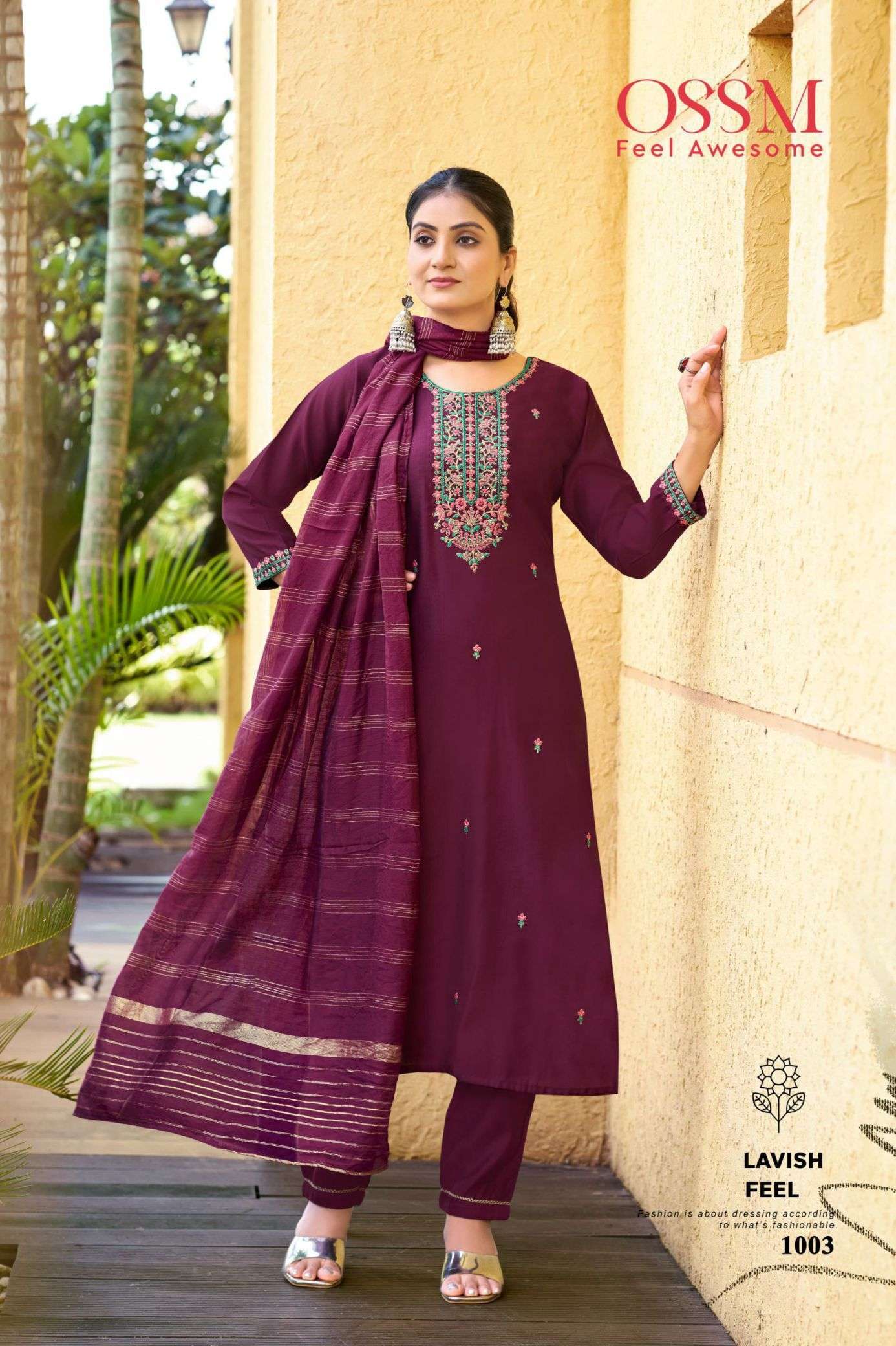 GUNGUN VOL - 2 SERIES 1001 TO 1006 BY OSSM DESIGNER EMBROIDERY WORK VISCOSE VATICAN SILK TOP WITH BOTTOM AND DUPATTA ARE AVAILABLE AT WHOLESALE PRICE
