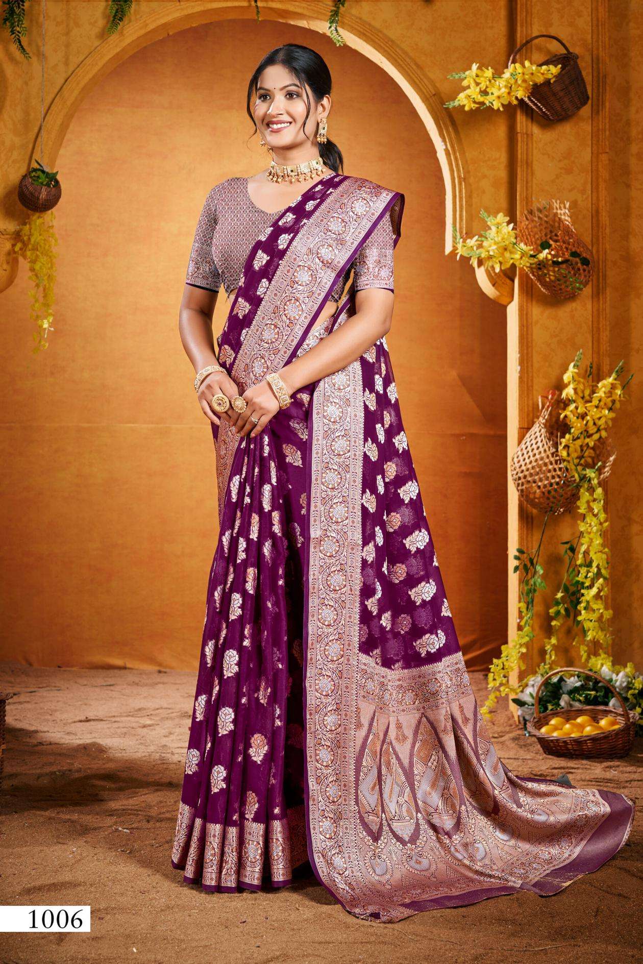 HOTSTAR SILK VOL-1 SERIES 1001 TO 1006 SAREE BY SAROJ DESIGNER GEORGETTE SILK SAREES ARE AVAILABLE AT WHOLESALE PRICE