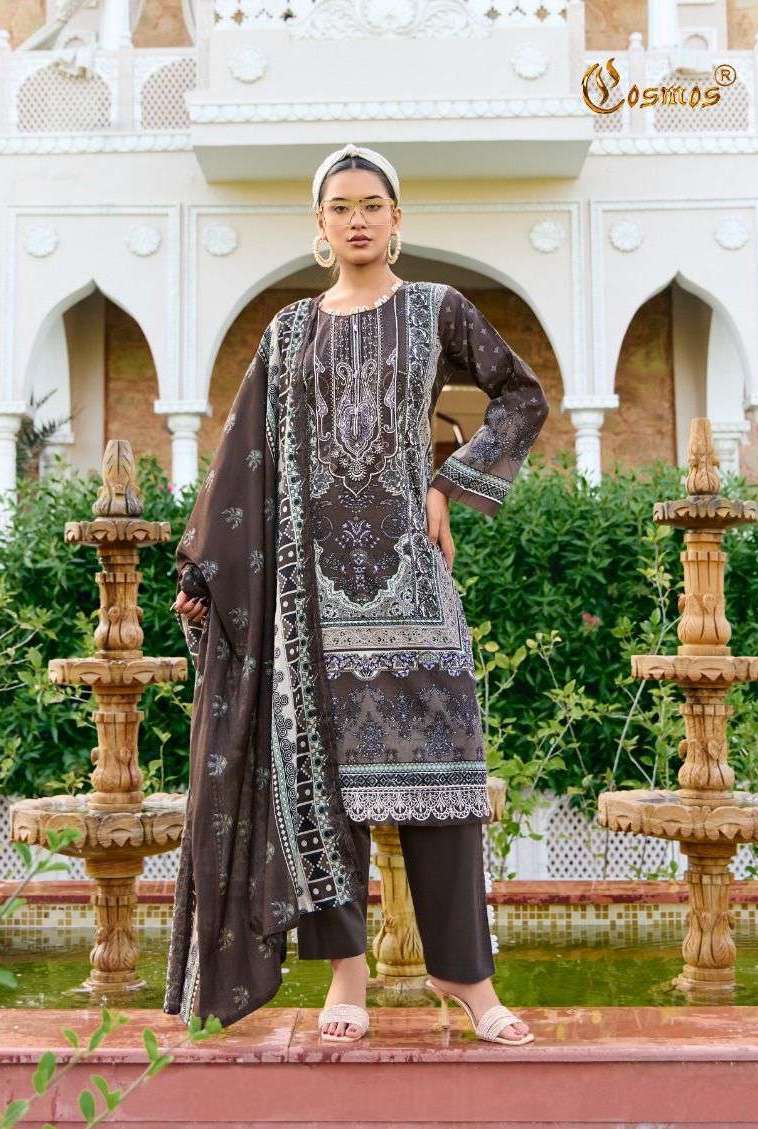 JAZMIN LAWN VOL-1 SERIES 1001 TO 1006 BY COSMOS DESIGNER PRINTED AND WORK LAWN COTTON SUITS ARE AVAILABLE AT WHOLESALE PRICE