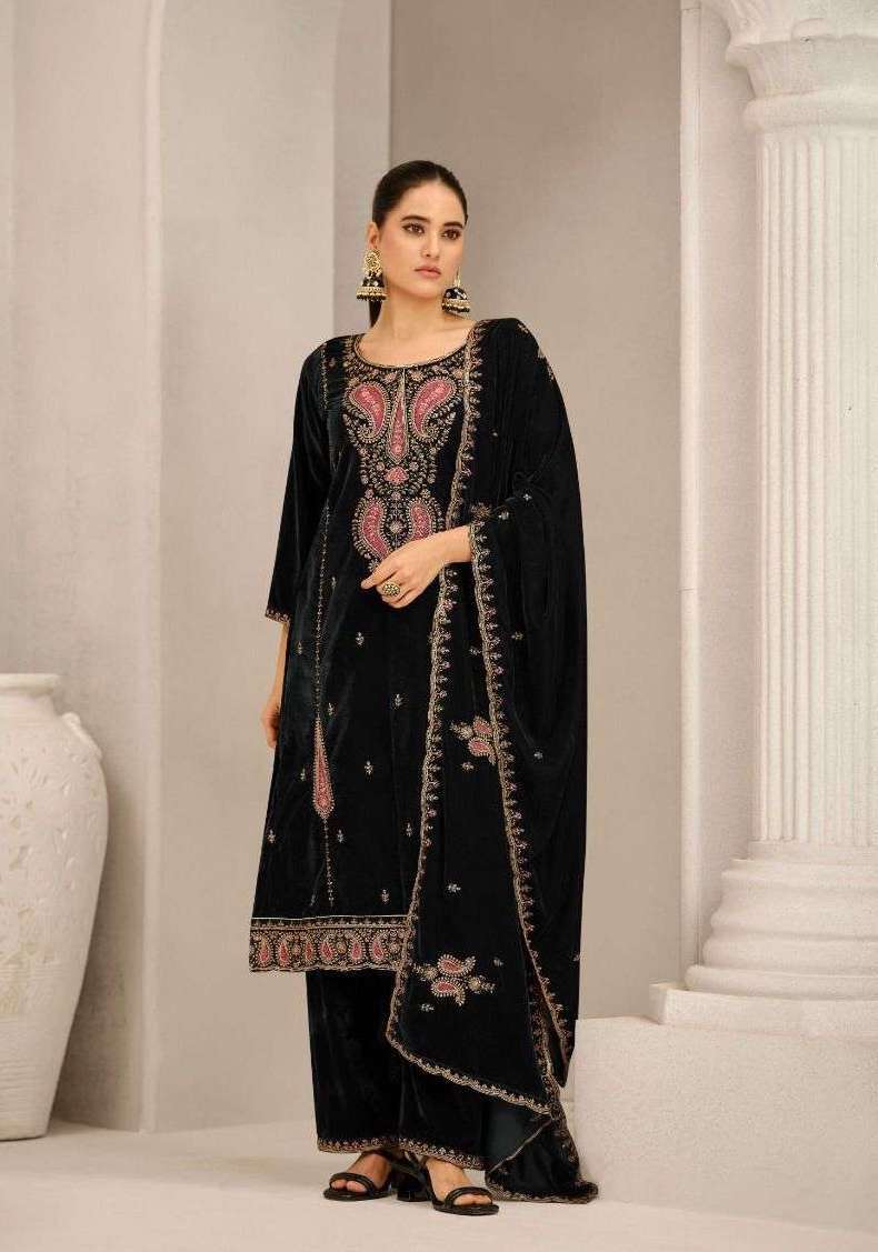 JESSICA SERIES 47001 BY KESAR DESIGNER EMBROIDERY WORK VELVET SILK SUITS ARE AVAILABLE AT WHOLESALE PRICE