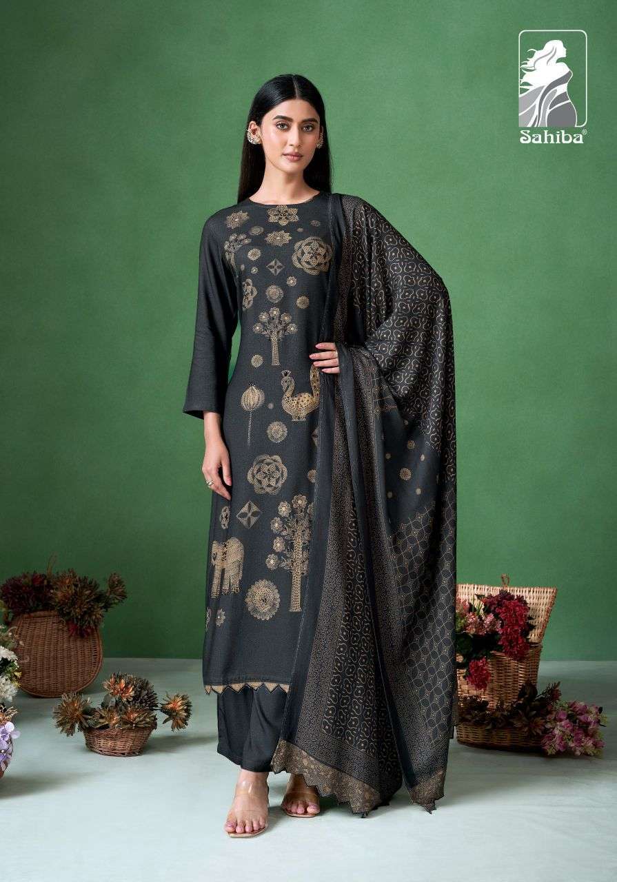JUGNUMA SERIES 3500 BY SAHIBA DESIGNER DIGITAL PRINTED AND HAND WORK PASHMINA TWILL SUITS ARE AVAILABLE AT WHOLESALE PRICE