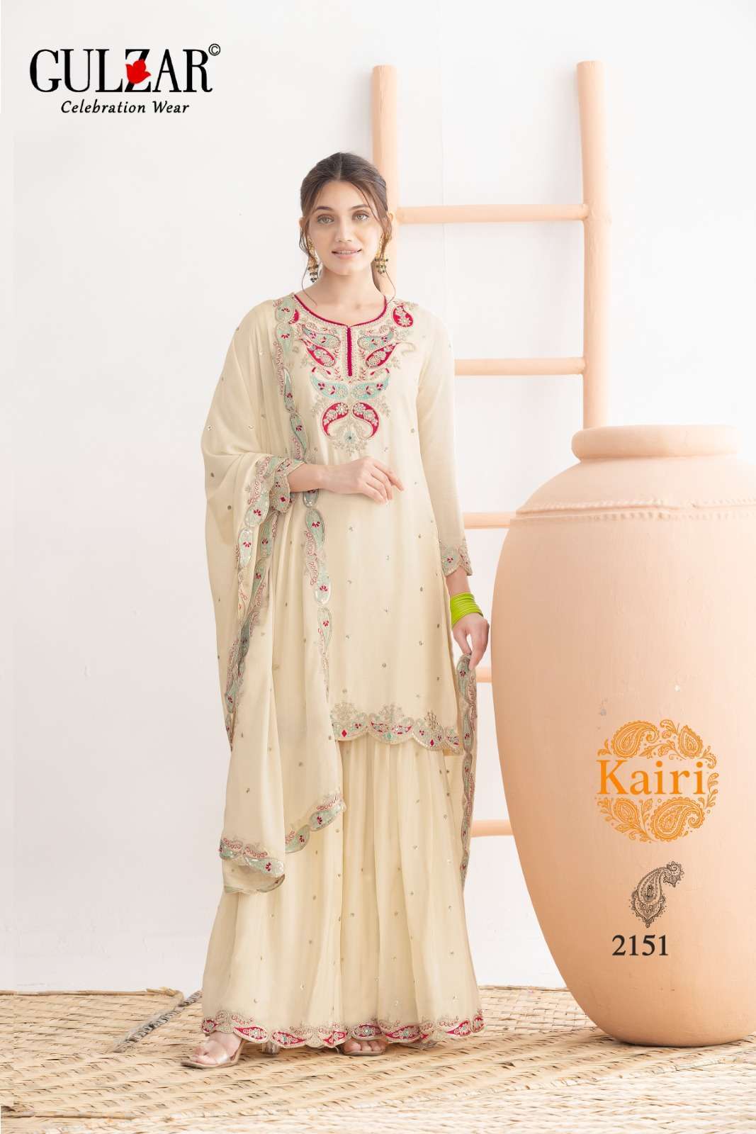 KAIRI SERIES 2151 TO 2153 BY GULZAR DESIGNER HAND WORK AND SEQUENCE WORK CHINON READYMADE SUITS ARE AVAILABLE AT WHOLESALE PRICE