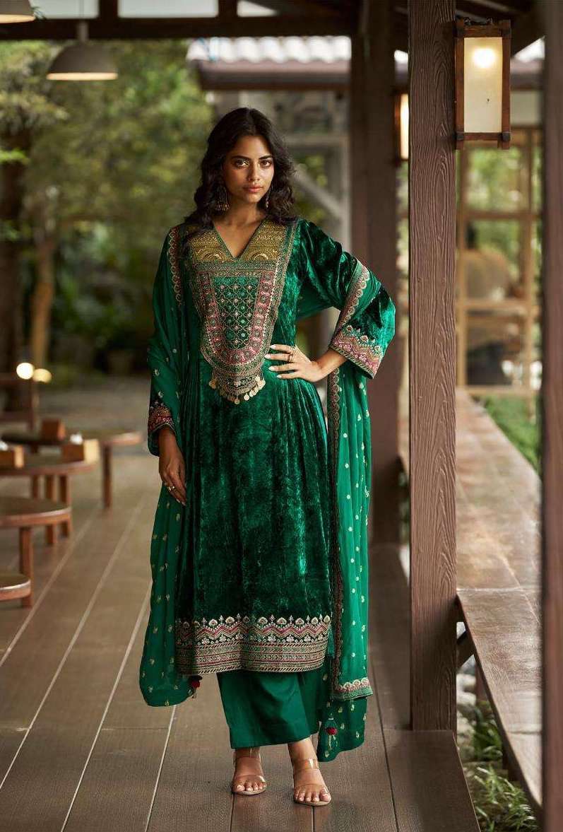 QEALIZ SERIES 2401 TO 2406 BY AIQA DESIGNER GANCY WORK AND HAND WORK VISCOSE VELVET SUITS ARE AVAILABLE AT WHOLESALE PRICE