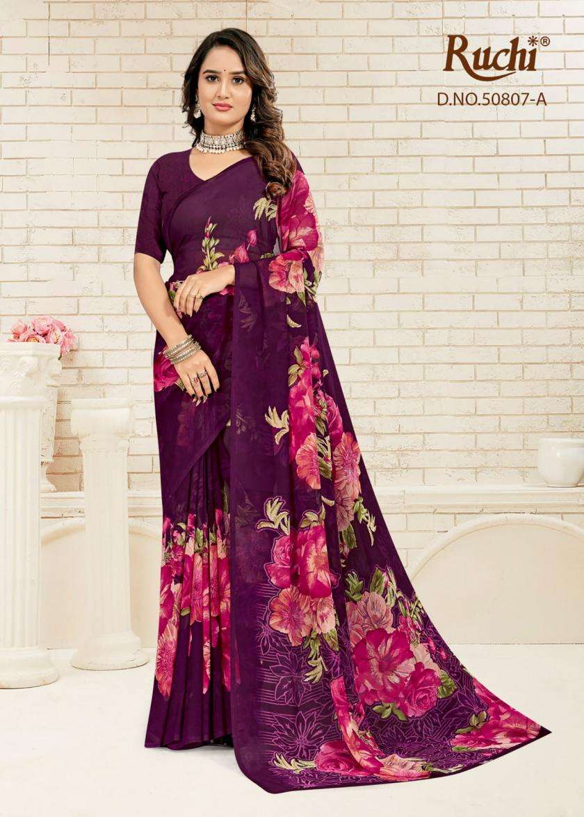 RAGAA GEORGETTE VOL-24 SERIES 50807 SAREE BY RUCHI DESIGNER DIGITAL PRINTED GEORGETTE SAREES ARE AVAILABLE AT WHOLESALE PRICE