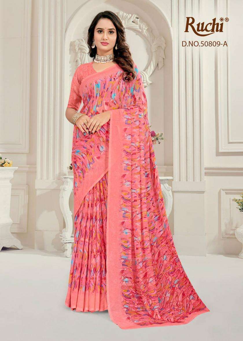 RAGAA GEORGETTE VOL-26 SERIES 50809 SAREE BY RUCHI DESIGNER DIGITAL PRINTED GEORGETTE SAREES ARE AVAILABLE AT WHOLESALE PRICE