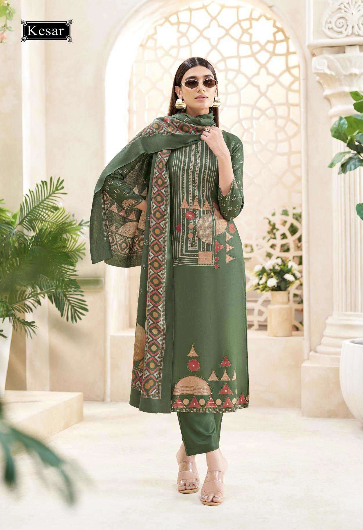 SOFIYA SERIES 4001 TO 4004 BY KESAR DESIGNER PRINTED AND HAND WORK VISCOSE PASHMINA SUITS ARE AVAILABLE AT WHOLESALE PRICE