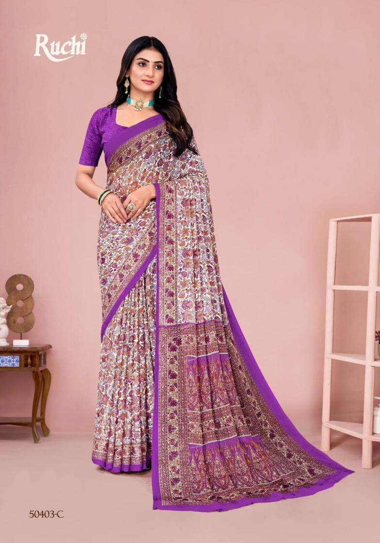 STAR CHIFFON VOL-211 SERIES 50401 TO 50403 SAREE BY RUCHI DESIGNER PRINTED CHIFFONE SAREES ARE AVAILABLE AT WHOLESALE PRICE