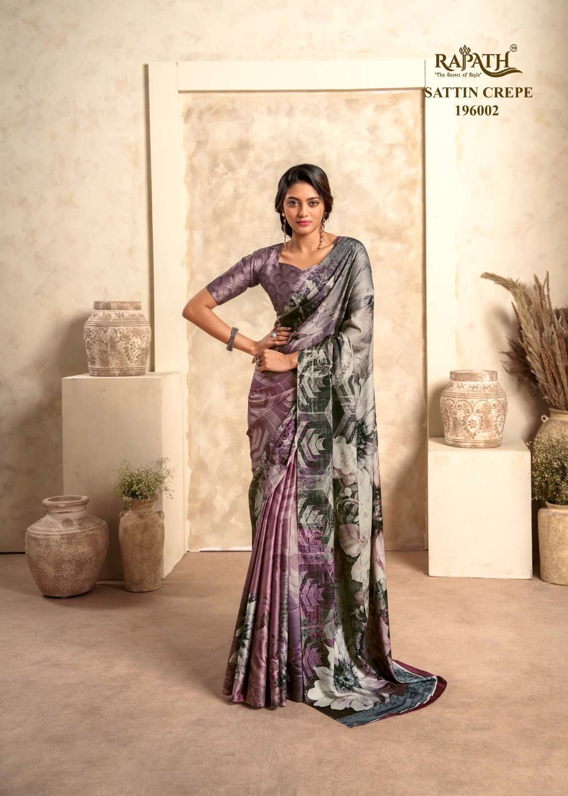 THE WINTER LOVER SERIES 196001 TO 196006 SAREE BY RAJPATH DESIGNER PRINTED CREPE SATIN SILK SAREES ARE AVAILABLE AT WHOLESALE PRICE