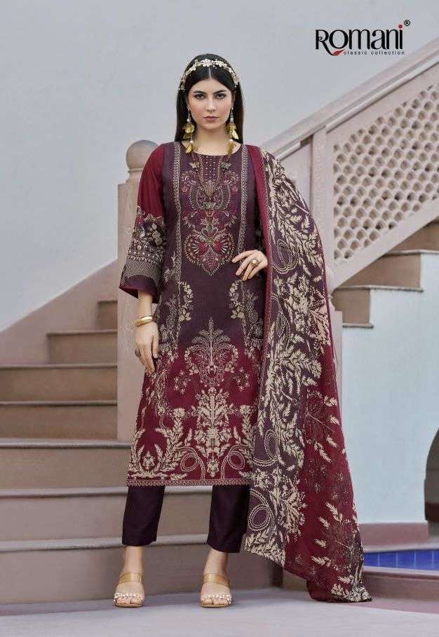 AARZU VOL-23 SERIES 1118 BY ROMANI DESIGNER PRINTED AND WORK SOFT COTTON SUITS ARE AVAILABLE AT WHOLESALE PRICE