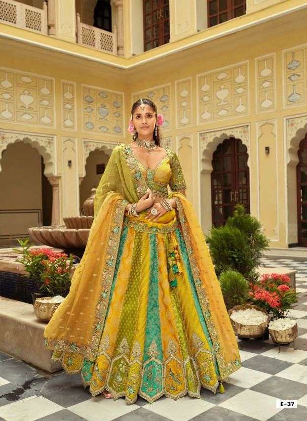 ANAARA SERIES E31 TO E40 BY TATHASTU DESIGNER HEAVY WORK BRIDAL WEAR SILK READYMADE LEHENGAS ARE AVAILABLE AT WHOLESALE PRICE