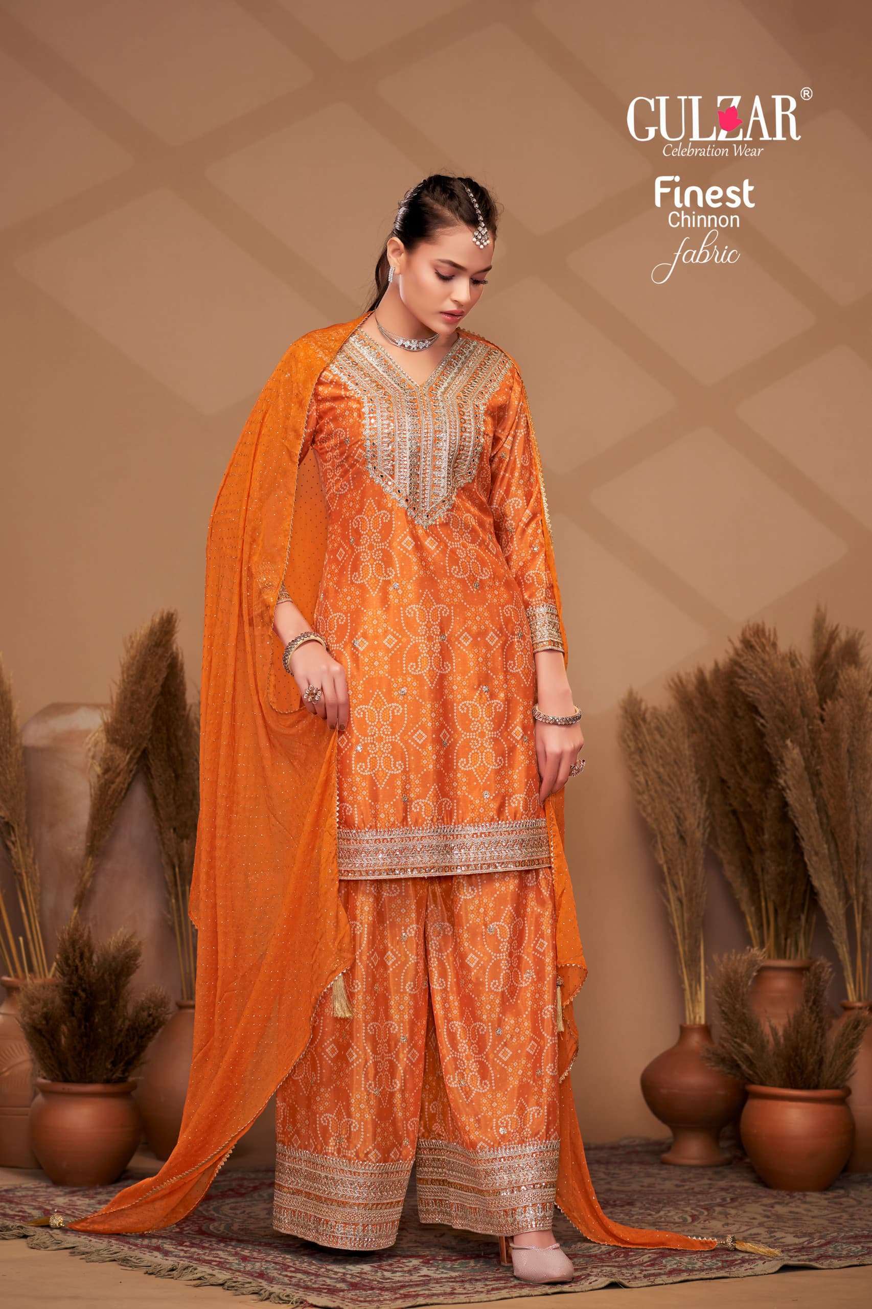 BANDHREJ SERIES 2151 TO 2153 BY GULJAR DESIGNER EMBROIDERY WORK CHINON SILK SUITS ARE AVAILABLE AT WHOLESALE PRICE