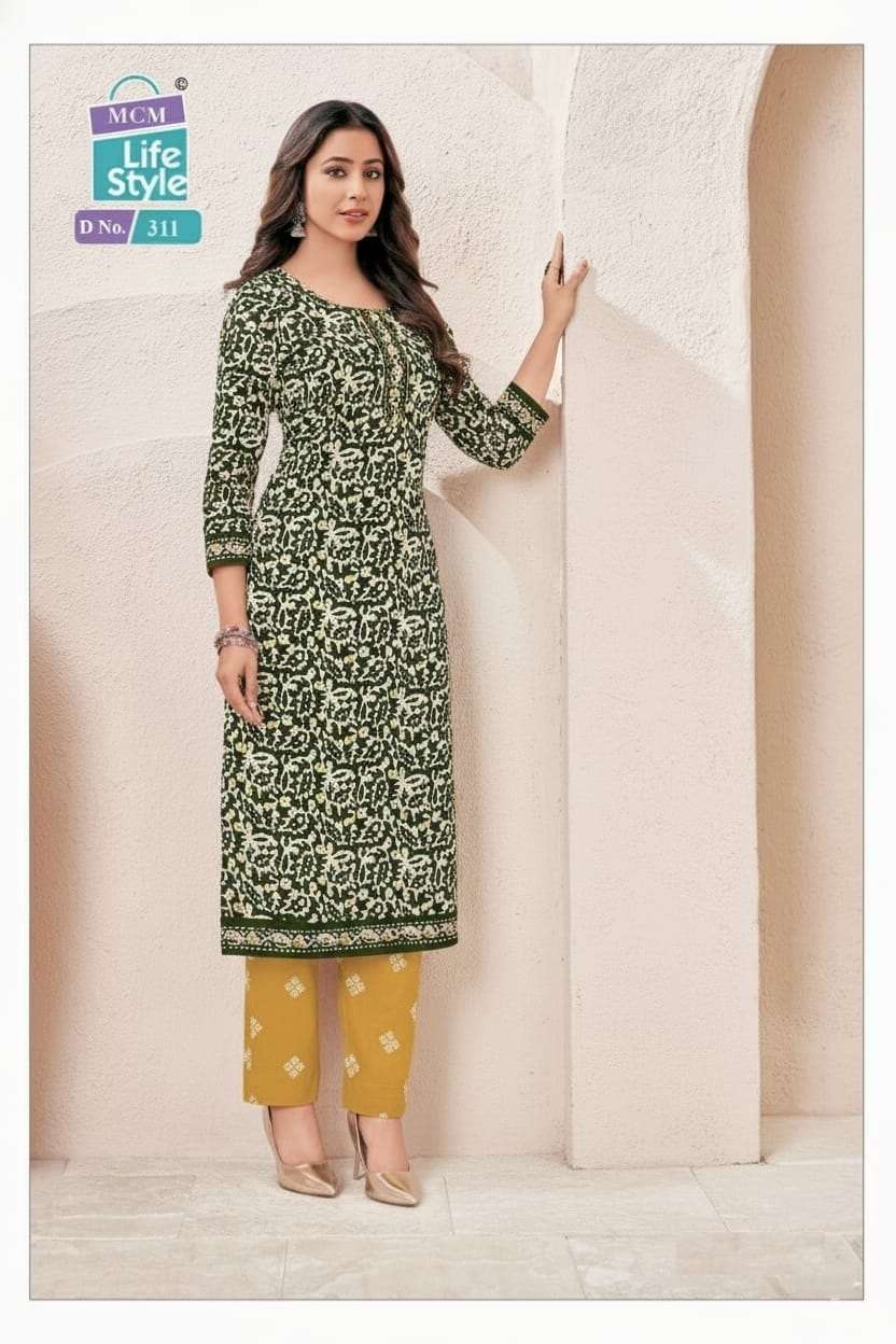 BATIK VOL-1 SERIES 306 TO 315 BY MCM DESIGNER PRINTED COTTON KURTI WITH BOTTOM ARE AVAILABLE AT WHOLESALE PRICE