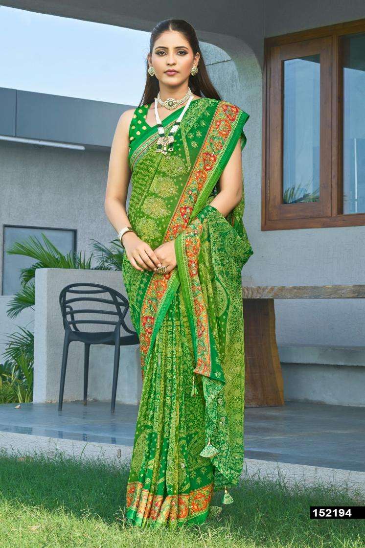 BINDIYA VOL-4 SERIES 152192 TO 152197 SAREE BY VALLABHI PRINTS DESIGNER PRINTED MOSS GEORGETTE SAREES ARE AVAILABLE AT WHOLESALE PRICE