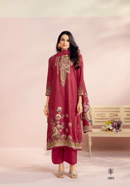 CHAMAK SERIES 1001 TO 1004 BY SIMAR GLOSSY DESIGNER PRINTED AND WORK PASHMINA SUITS ARE AVAILABLE AT WHOLESALE PRICE