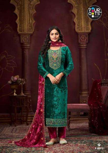 CHAMPION SERIES 8071 TO 8074 BY FOUR DOTS DESIGNER HEAVY WORK VISCOSE VELVET SUITS ARE AVAILABLE AT WHOLESALE PRICE