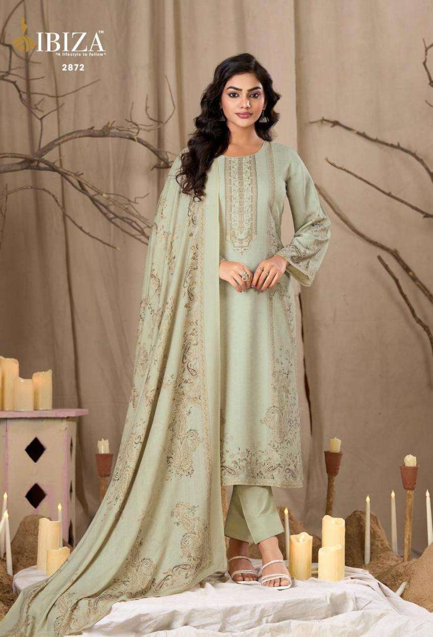 FERRAGAMO SERIES 2871 TO 2874 BY IBIZA DESIGNER PRINTED AND HAND WORK VISCOSE PASHMINA SUITS ARE AVAILABLE AT WHOLESALE PRICE