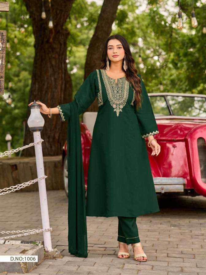 GULZAR VOL-2 SERIES 1001 TO 1006 BY OSSM DESIGNER EMBROIDERY WORK ROMAN SILK TOP WITH BOTTOM AND DUPATTA ARE AVAILABLE AT WHOLESALE PRICE