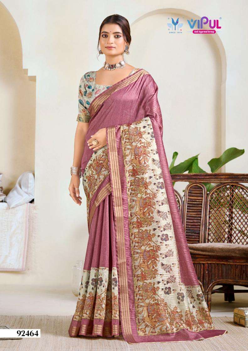 KALKI SERIES 92457 TO 92465 SAREE BY VIPUL DESIGNER COTTON SAREES ARE AVAILABLE AT WHOLESALE PRICE