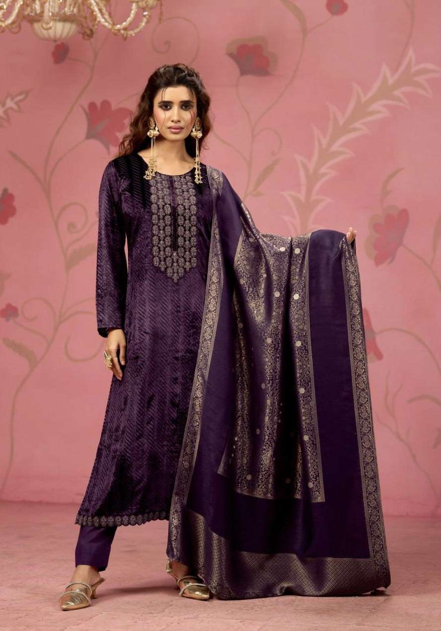 KASHVI SERIES 11721 TO 11724 BY IBIZA DESIGNER EMBROIDERY AND HAND WORK VELVET BRASSO SUITS ARE AVAILABLE AT WHOLESALE PRICE