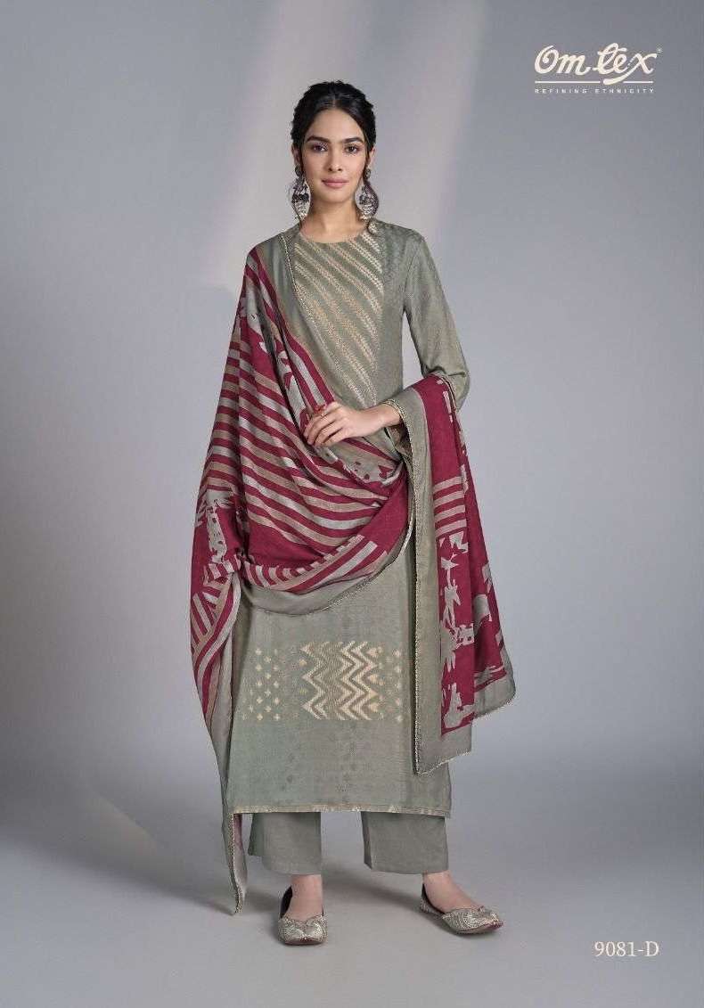 NILAR SERIES 9081 BY OMTEX DESIGNER PASHMINA JACQUARD SUITS ARE AVAILABLE AT WHOLESALE PRICE