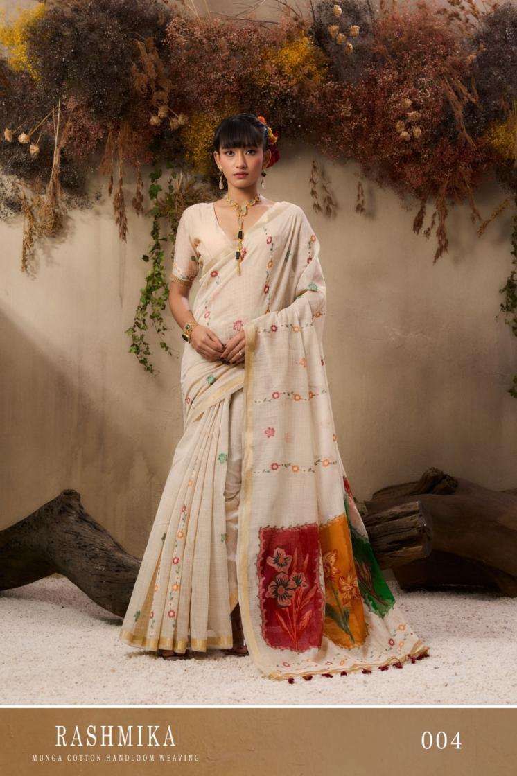 RASHMIKA SERIES 001 TO 004 SAREE BY RAJTEX DESIGNER MUNGA COTTON SAREES ARE AVAILABLE AT WHOLESALE PRICE