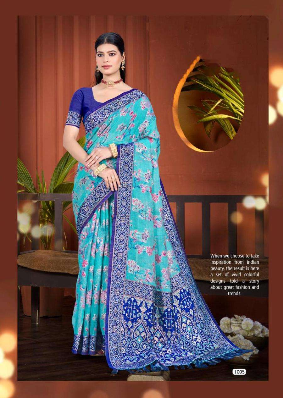 RASSA COTTON SERIES 1001 TO 1006 SAREE BY BUNAWAT DESIGNER COTTON SILK SAREES ARE AVAILABLE AT WHOLESALE PRICE