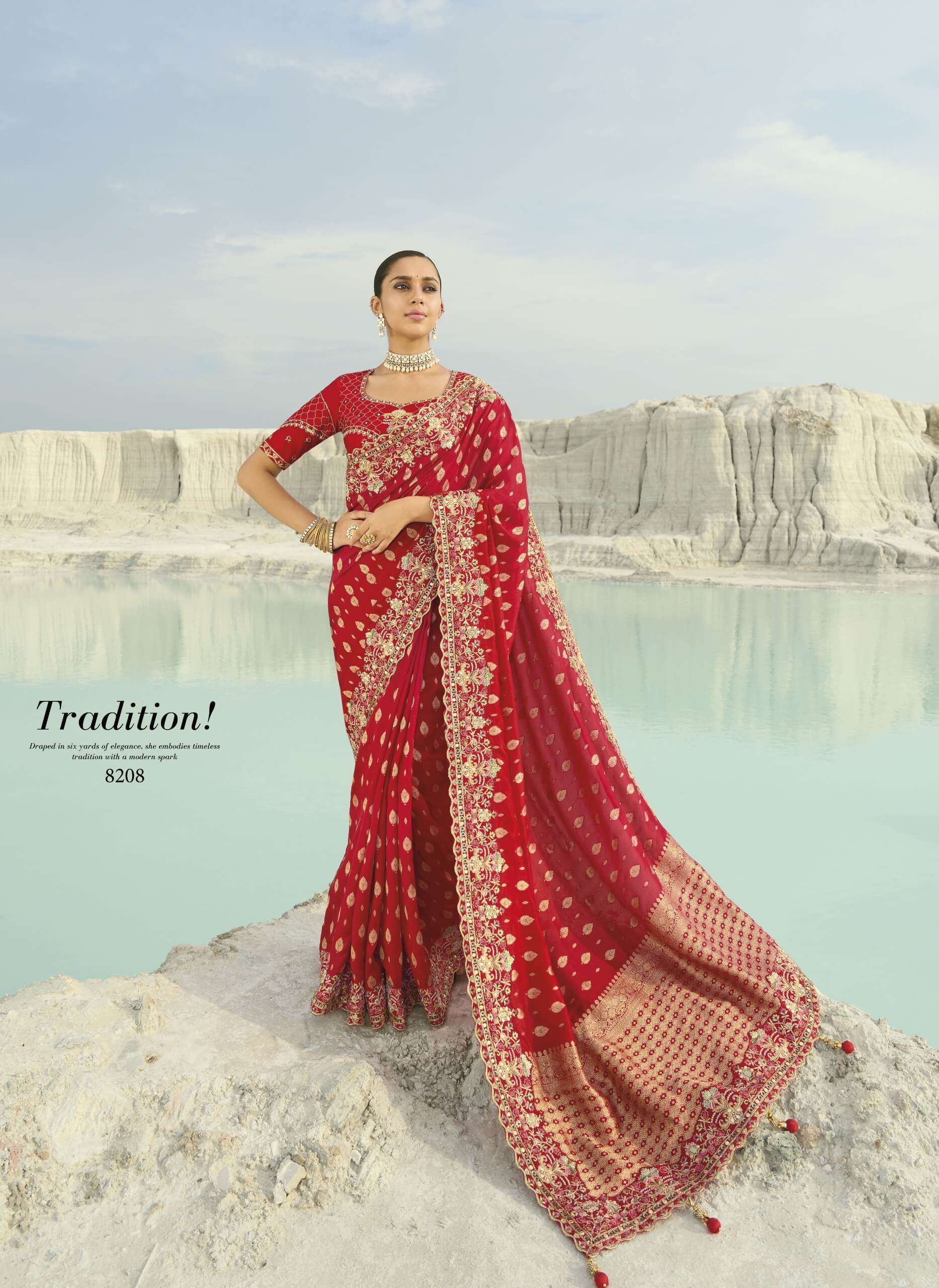 SHAHI POSHAK VOL-7 SERIES 8201 TO 8208 SAREE BY MN DESIGNER WORK VISCOSE SATIN SAREES ARE AVAILABLE AT WHOLESALE PRICE