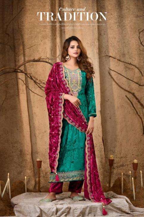 STAR BLAST SERIES 7031 TO 7034 BY FOUR DOTS DESIGNER HEAVY WORK MAKHMALI VELVET SUITS ARE AVAILABLE AT WHOLESALE PRICE