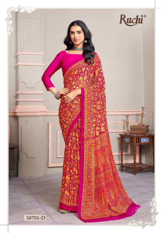 STAR CHIFFON VOL-219 SERIES 30701 TO 30703 SAREE BY RUCHI DESIGNER PRINTED CHIFFONE SAREES ARE AVAILABLE AT WHOLESALE PRICE