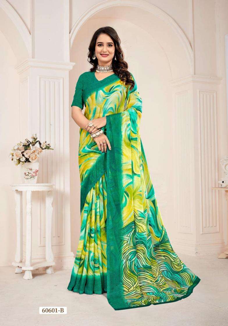 STAR CHIFFON VOL-221 SERIES 60601 TO 60603 SAREE BY RUCHI DESIGNER PRINTED CHIFFONE SAREES ARE AVAILABLE AT WHOLESALE PRICE