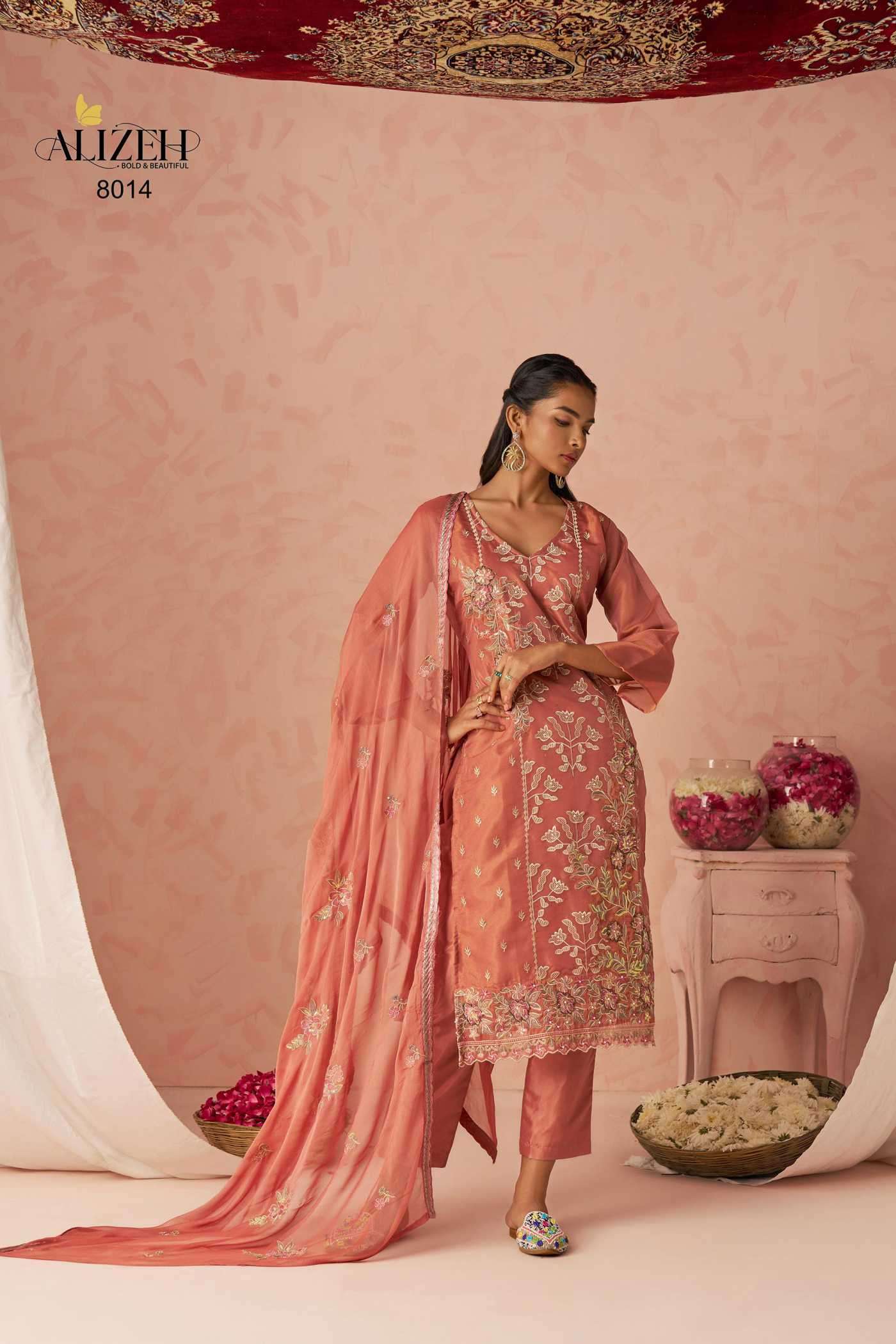 SWARA VOL-2 SERIES 8013 TO 8015 BY ALIZEH DESIGNER WORK FANCY SILK READYMADE SUITS ARE AVAILABLE AT WHOLESALE PRICE