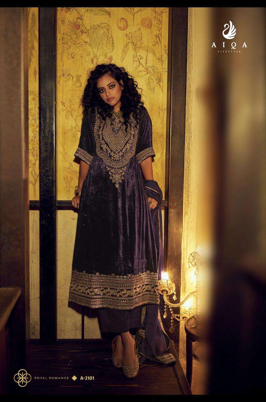 THE ADAMS SERIES 2101 TO 2106 BY AIQA DESIGNER HAND WORK AND FANCY WORK VISCOSE VELVET SUITS ARE AVAILABLE AT WHOLESALE PRICE