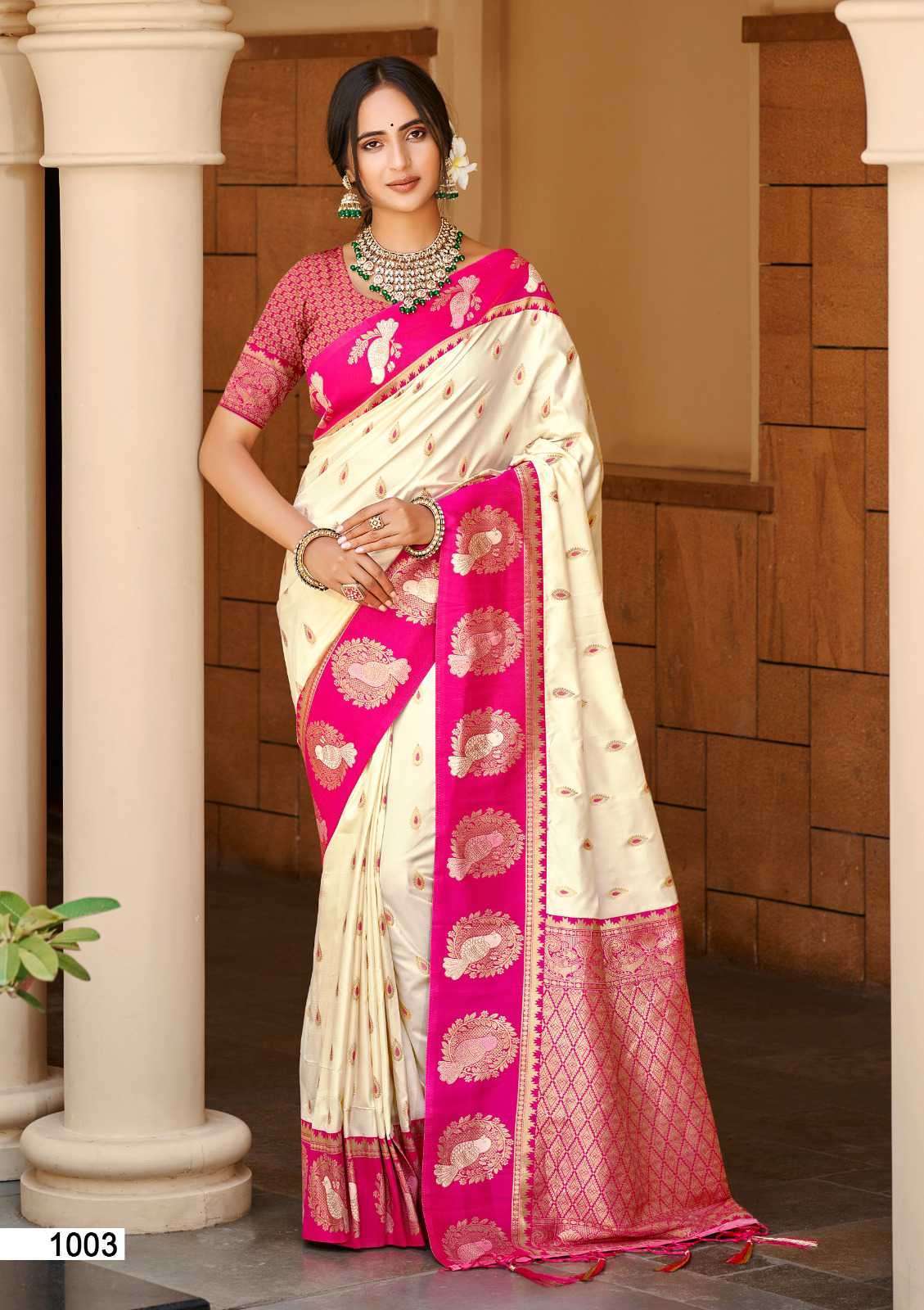 VEENA SILK SERIES 1001 TO 1008 SAREE BY BUNAWAT DESIGNER SILK SAREES ARE AVAILABLE AT WHOLESALE PRICE